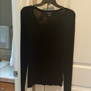 Trouvé Black Long Sleeve sheer stretchy v neck top .💕